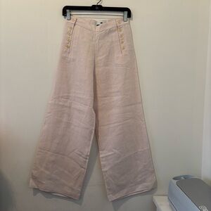 Stylish Cream Wide-Leg Pants with Button Details